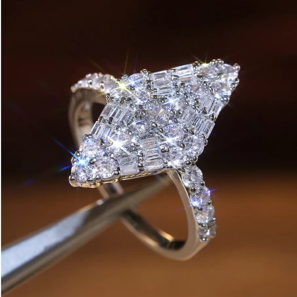 Beautiful Diamond Shaped White Sapphire Ring!